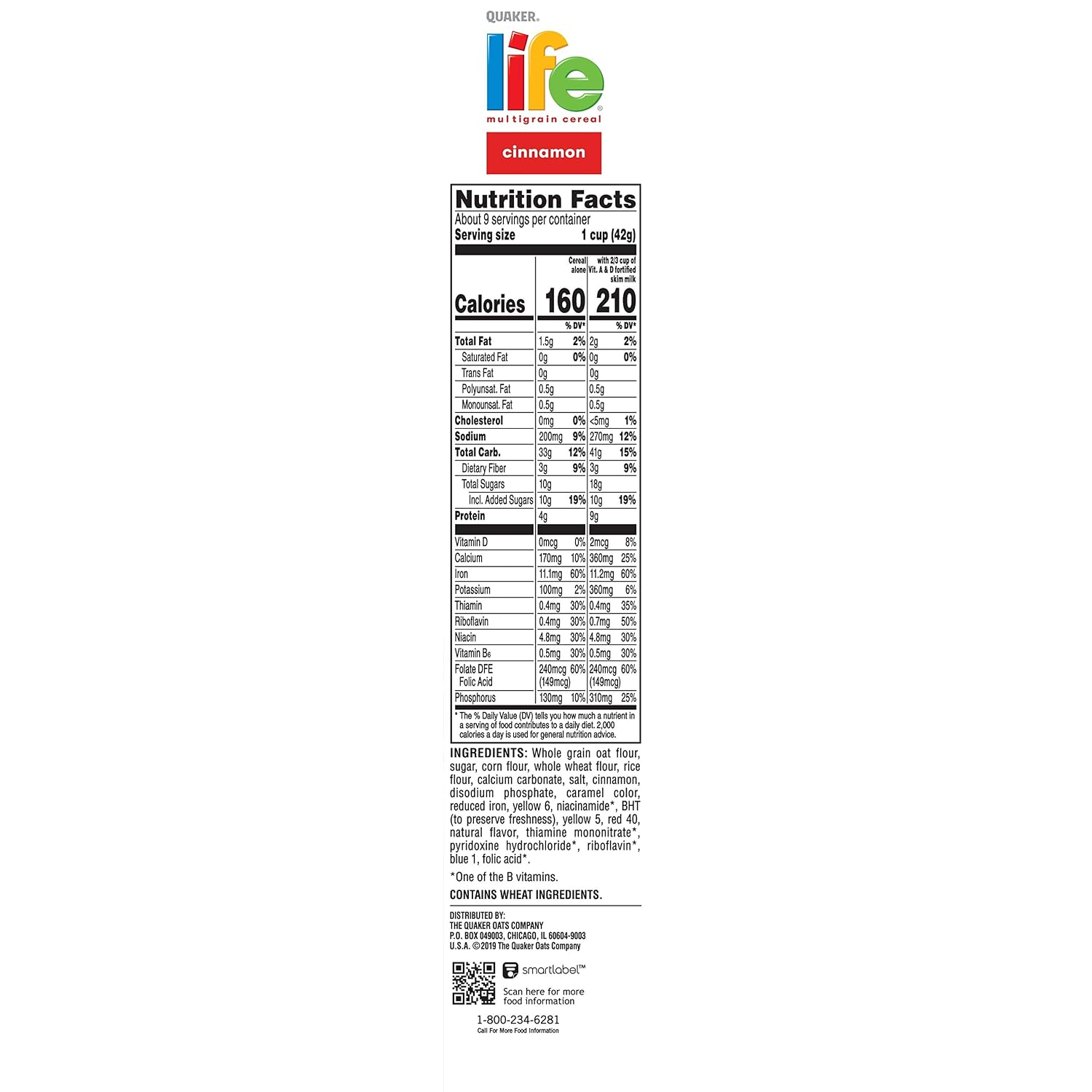 Life Multigrain Cereal, Cinnamon, 13-Ounce Boxes (Pack of 4)