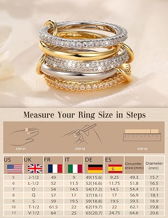 KRFY Gold Rings Stackable Rings for Women Gold Silver Mixed Stacking Ring Set Non Tarnish Cubic Zirconia Multi Statement Bands Thumb Chunky Silver Ring for Women Men