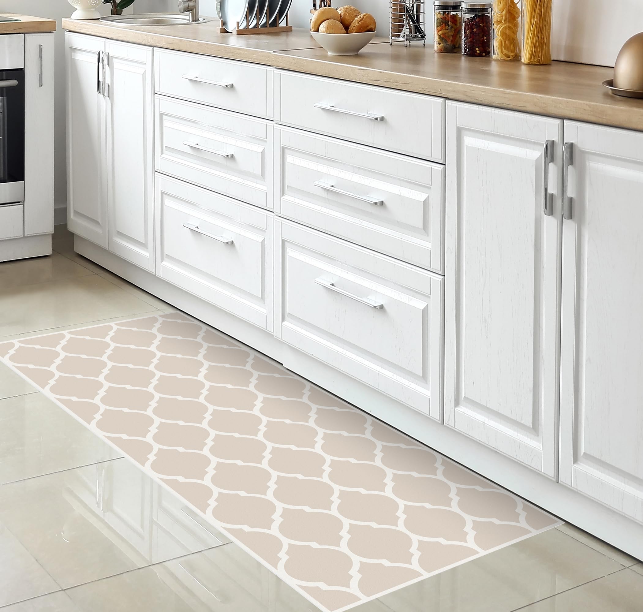 VINILIKO Design | Alfombra Vinílica Quatrefoil Sepia 66x100 cm - Antideslizante, Impermeable, Lavable - Varios Tamaños - Alfombra Vinilo Salón, Cocina