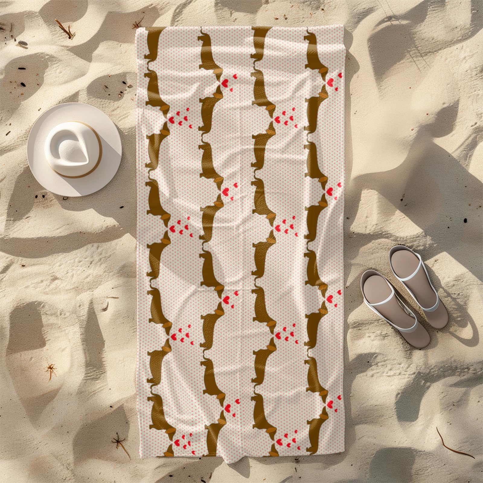 Serviette Microfibre Plage Chien Brun Towel Super Absorbante Ultra Compacte Idéale pour Le Sport Voyages Plage Camping Randonnées Yoga et Natation
