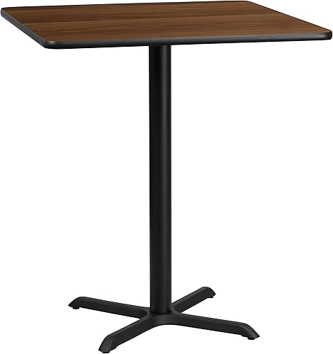 Miniatura 6 de Flash Furniture Mesa cuadrada laminada negra de 36 pulgadas con base de mesa de altura de barra de 30 x 30 pulgadas Negro -,Caoba,Natural,Nogal