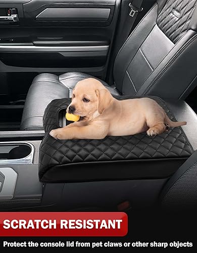 Miniatura 9 de KBH Funda de consola central para Toyota Tundra 2014-2021, borde de cuero de vinilo, tapa de consola media, almohadilla para reposabrazos,