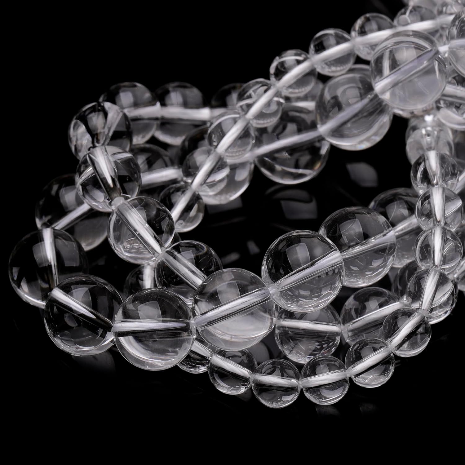 Natural Crystal Beads for Jewelry Making,8mm Clear Quartz Polished Smooth Round Gemstone Beads for Bracelet Necklace 15 Inch