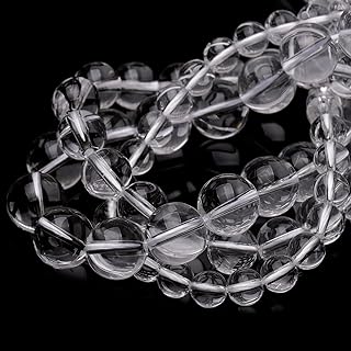 Chicager Natural Cyrstal Beads for Jewelry Making,10mm Clear Quartz Polished Smooth Round Gemstone Beads for Bracelet Necklace 15 Inch