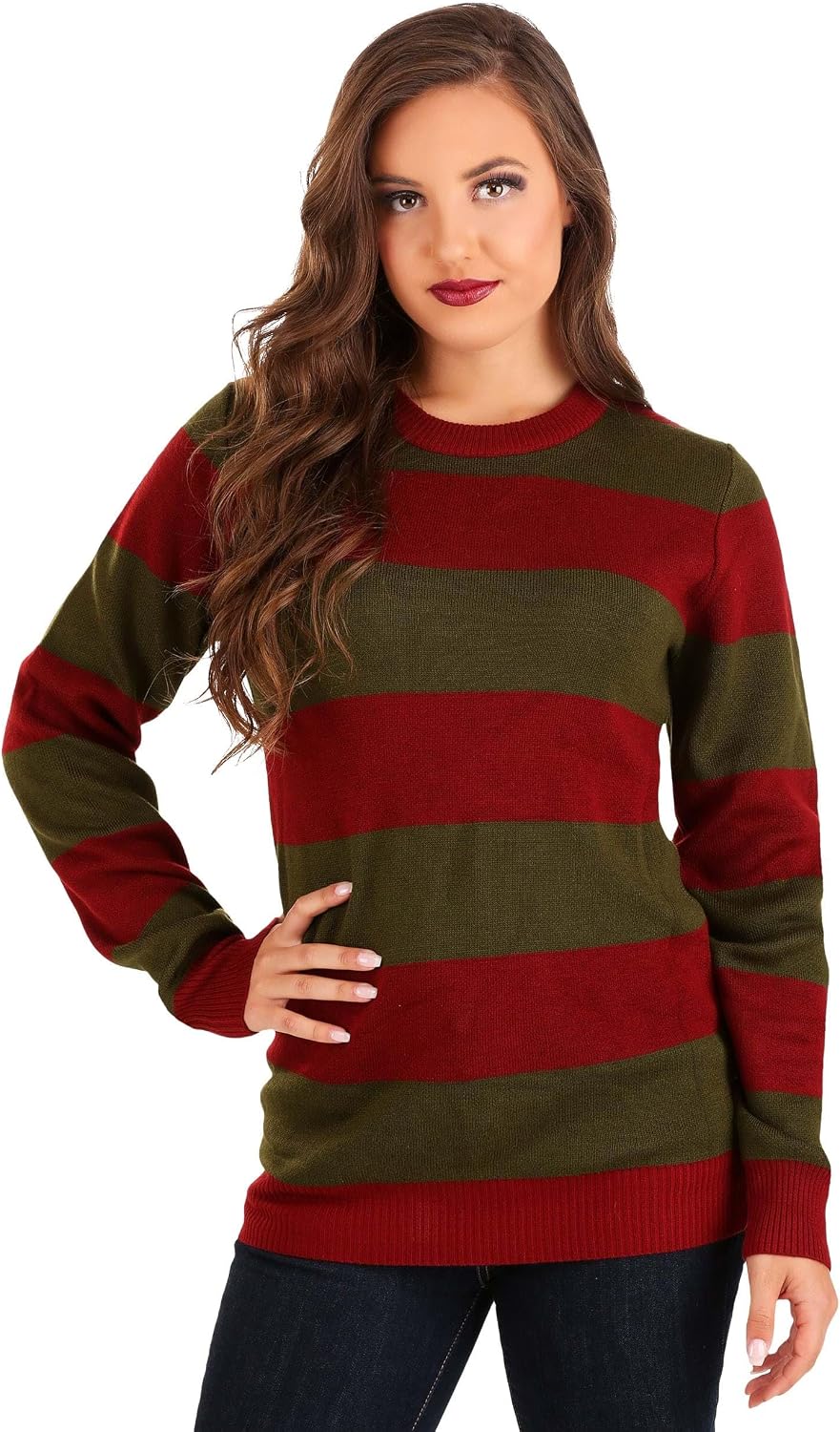 Nightmare on Elm Street Freddy Krueger Striped Sweater, Halloween Horror Movie Character Ugly Sweater