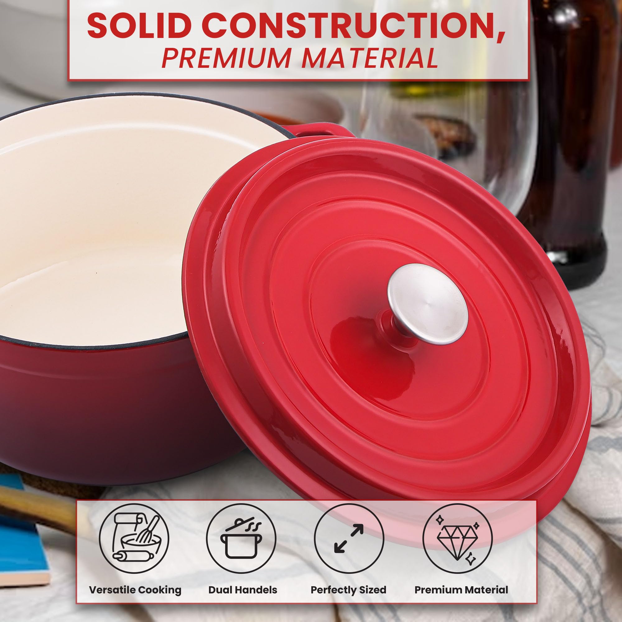 Amazon.co.jp: IRON GOURMET エナメル鋳鉄ダッチオーブン鍋 蓋付き