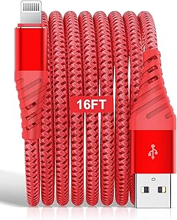 Fashia Lightning Cable 3Ft,3 Foot iPhone Charger Cable,3 Feet Fast Charger Nylon Braided USB Cord for iPhone 13 12 11 Pro X XS Max XR/8 Plus/7 Plus/6/6s Plus/5s /iPad Mini Air-Red