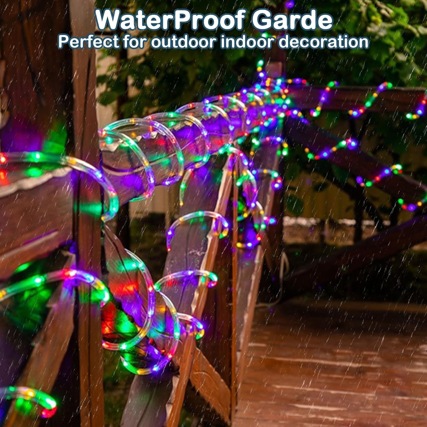 IMAGE 8 Modes Solar Rope Lights Outdoor String Lights 78.7 Feet 20M Waterproof 200LED for Indoor Outdoor Garden Party Patio Lawn Decor Multi Color