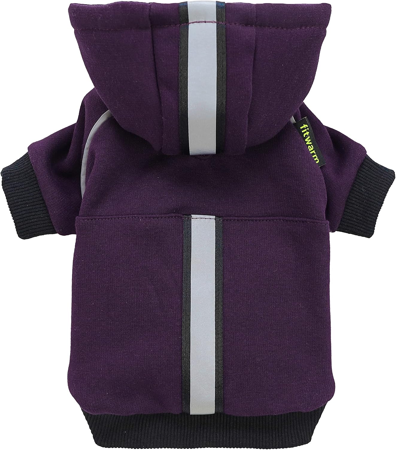 Fitwarm Thermal Dog Coat with Safety Reflective Stripe Outdoor Puppy Winter Clothes Cat Jacket Pet Hoodie Outfits Pullover Doggie Sweatshirt Purple Large