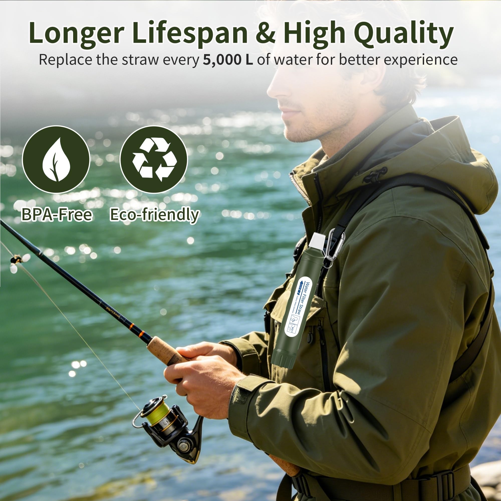 Pajita de filtro de agua personal, purificador de agua portátil de 4 etapas certificado NSF, sin BPA, equipo de supervivencia de filtración de agua de emergencia para senderismo, camping