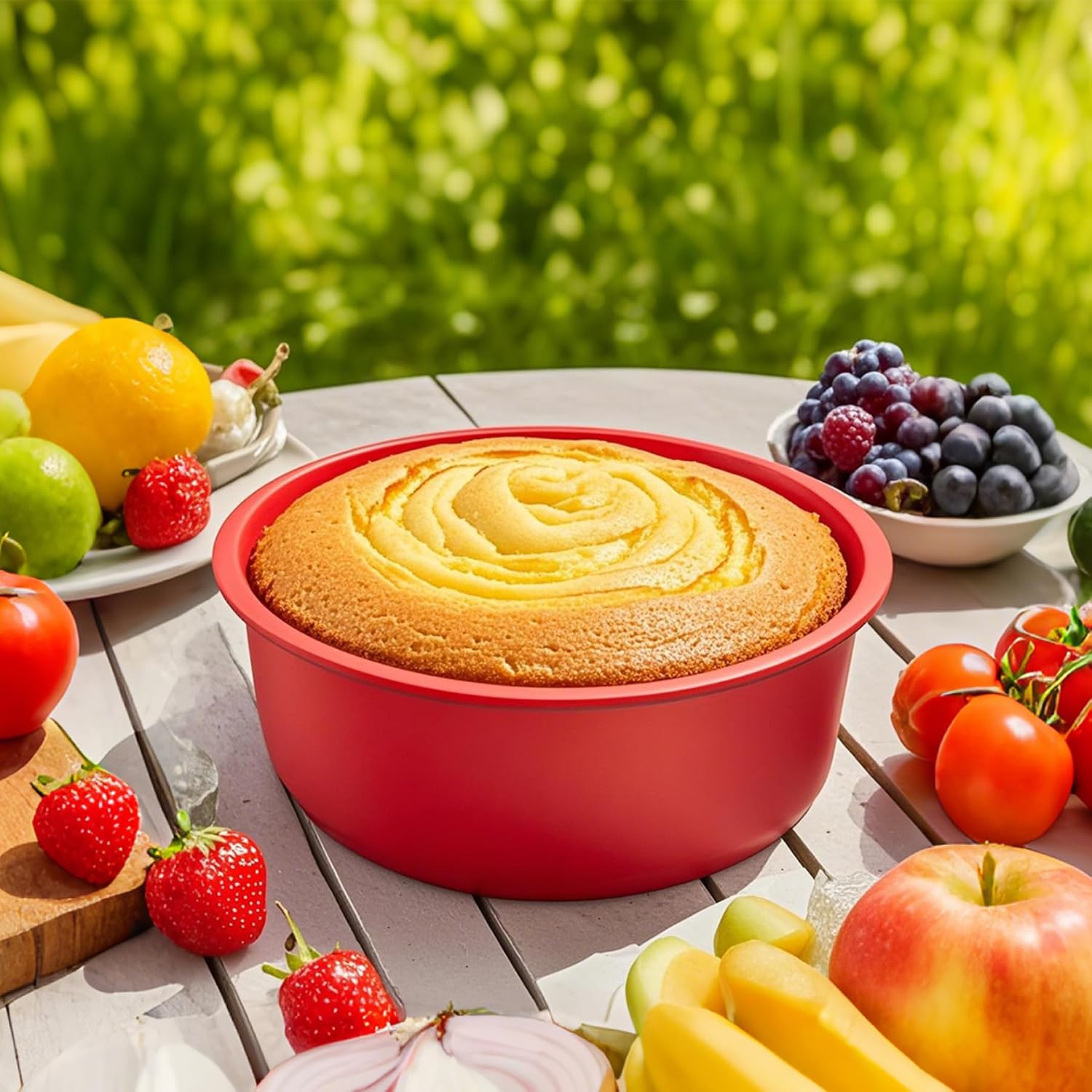 UOUYOO 6 inch cake pan Silicone mini smash cake pans nonstick Round small muffin pan for baking cake, quiche, deep dish pizza, flan(2 pcs)