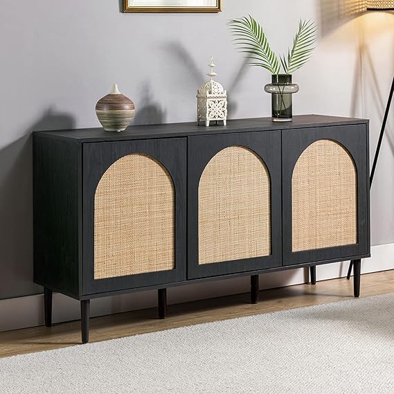 HULALA HOME Farmhouse Boho Sideboard Buffet with 3