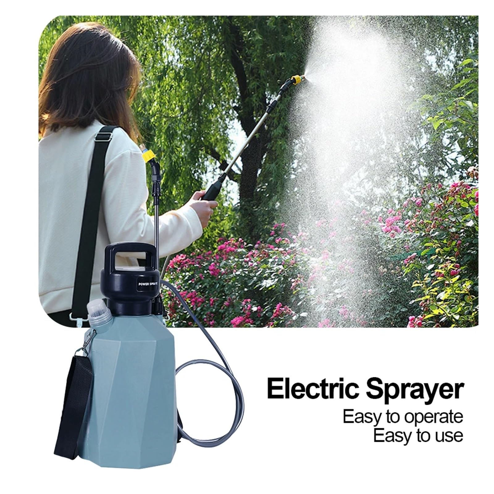Spruzzatore elettrico, Spruzzatore elettrico for irrigazione posteriore con spruzzatore 8L/5L, strumento di for giardino agricolo ricaricabile atomizzatore ad alta pressione(5L Green C 4000mAh)