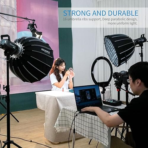 Miniatura 3 de FEELWORLD FSP60 V2 - Caja de luz parabólica portátil de 23.6 in 23.6 pulgadas para FEELWORLD FL125D FL125B FL225D FL225B y otros Bowens Mount Video
