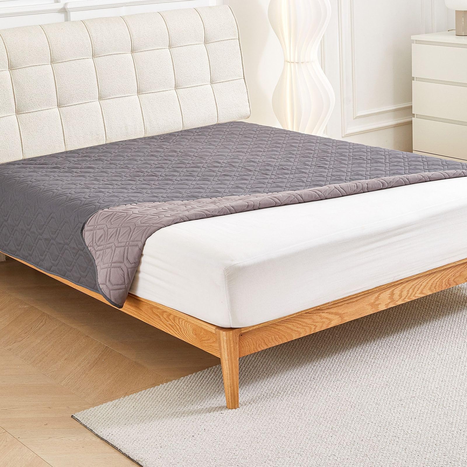 FANSU Empapadores Cama Adultos Absorbente, Protector Colchon De Dos Caras (Gris,210x210cm)