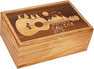 Hind Handicrafts Wooden Box Funeral Cremation Urns for Human Ashes Adult Large - Burial Urns for Columbarium - Tree of Life Flying Bird (250 Cubic Inches, Guitar Music)