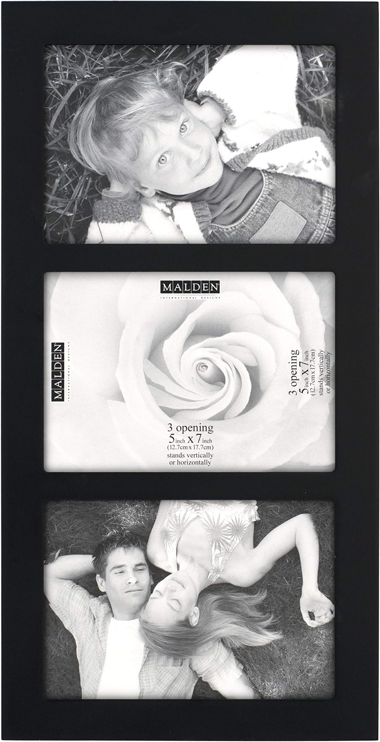 International Designs 5x7 3 Opening Black Linear Collage Frame