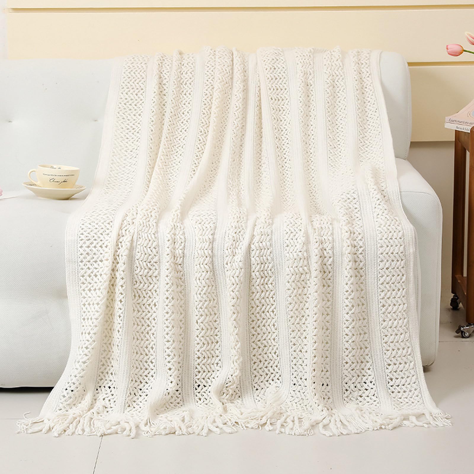 Couverture de canapé douce blanche 130x230 anti-froid pour lit et salon