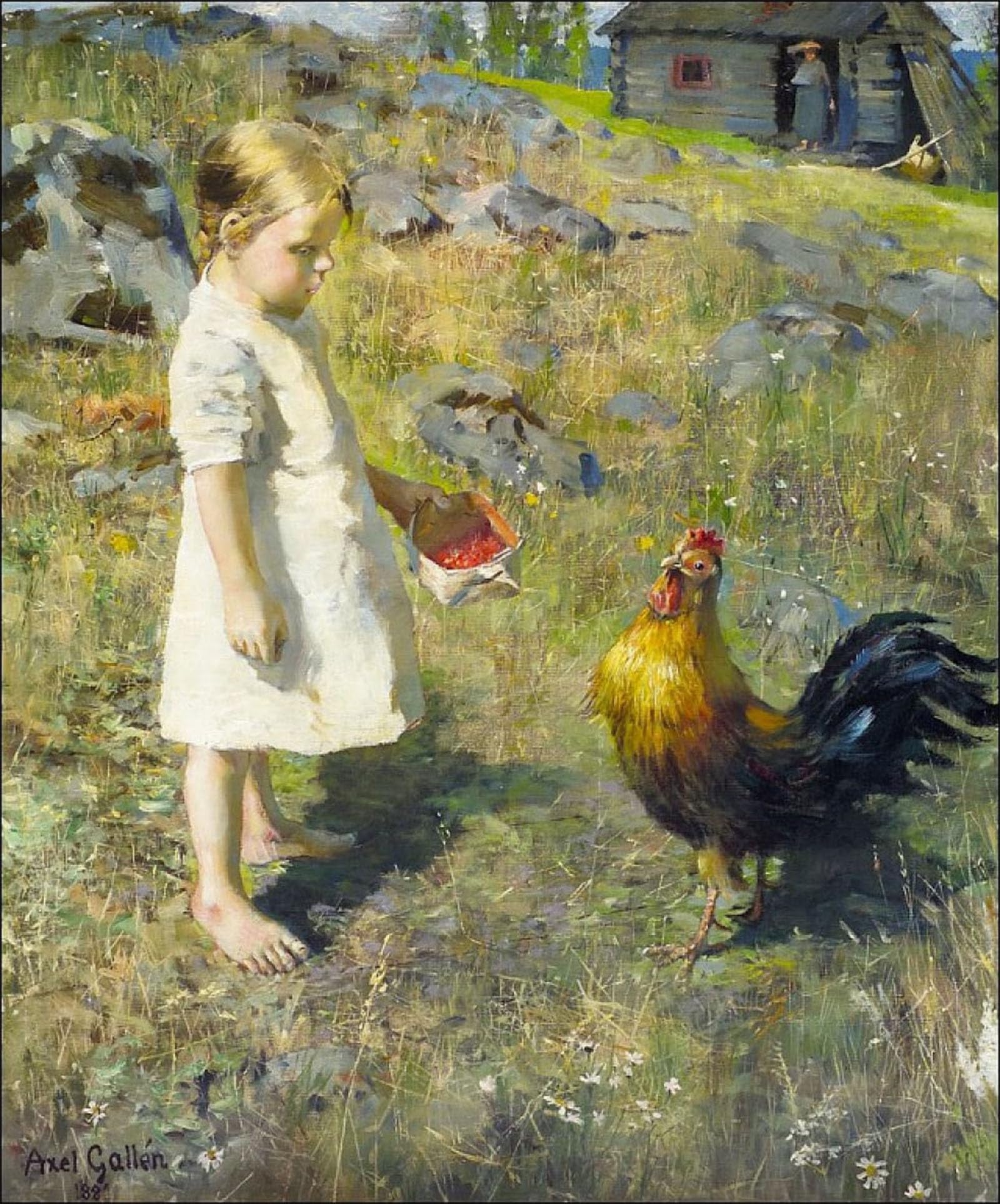 POSTERIIk Famous Modern Artwork Art Mural the Girl and the Animal by Akseli Gallen Kallela Oil Paintings Pictures for Home Decor 60x90cm