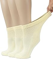 Vista 22 de Hugh Ugoli Calcetines tobilleros de algodón para mujer para diabéticos, anchos, sueltos, elásticos, puntera sin costuras, semiacolchado superior sin
