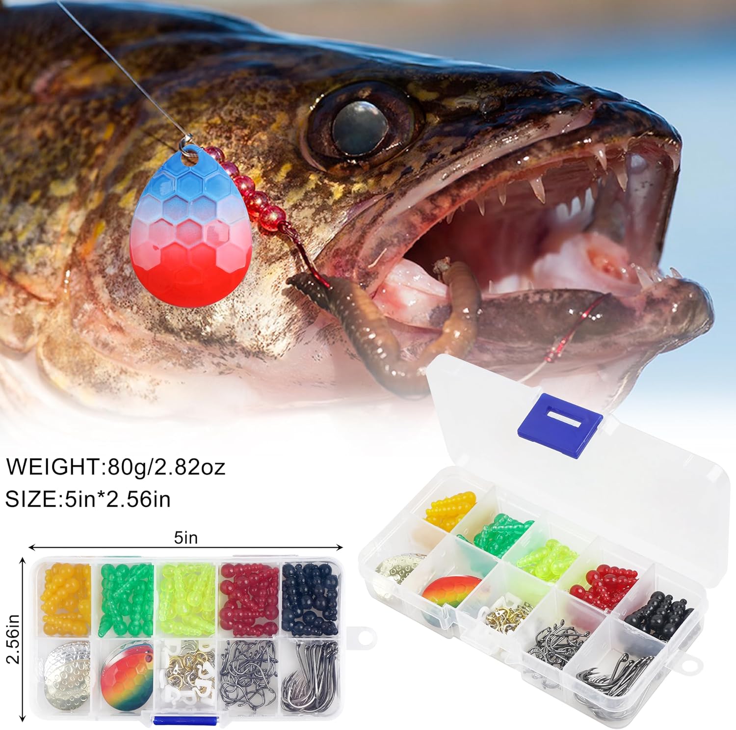 Fishing Lure Making Kit for Walleye Rigs, 170pcs Bass Fishing Lures Making Supplies Parts Crawler Harness Trout Bass Salmon Colorado Blades Hooks Stacked Fishing Beads Kokanee Rigs Trolling Rigs