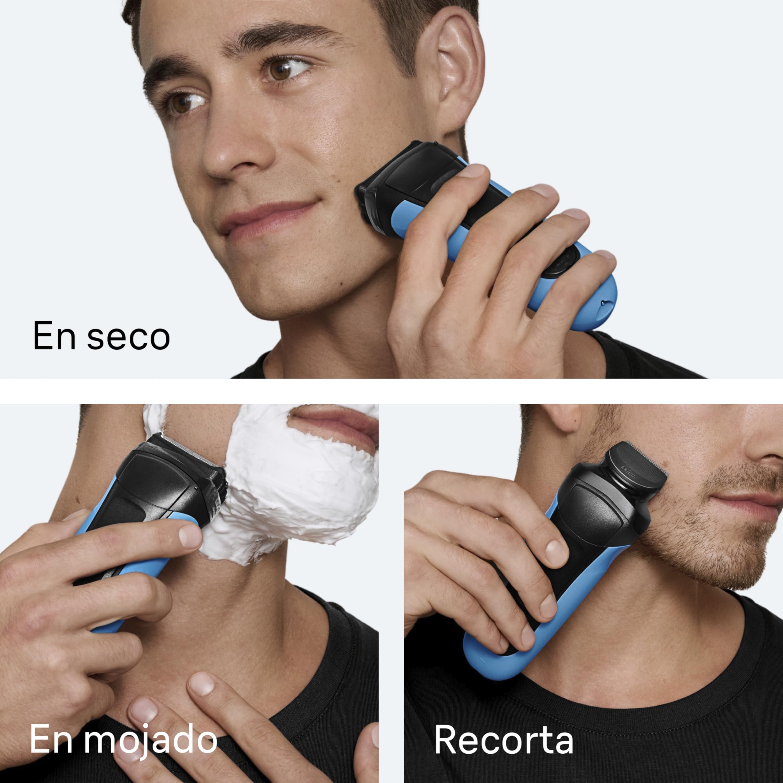 Braun Series 3 Afeitadora Eléctrica Hombre, 310BT, Azul - Máquina de Afeitar Barba en Seco Y en Mojado, Recargable, 2 Láminas, Cabezal de Recortadora de Barba, 30 Min de Autonomía, Carga Rápida