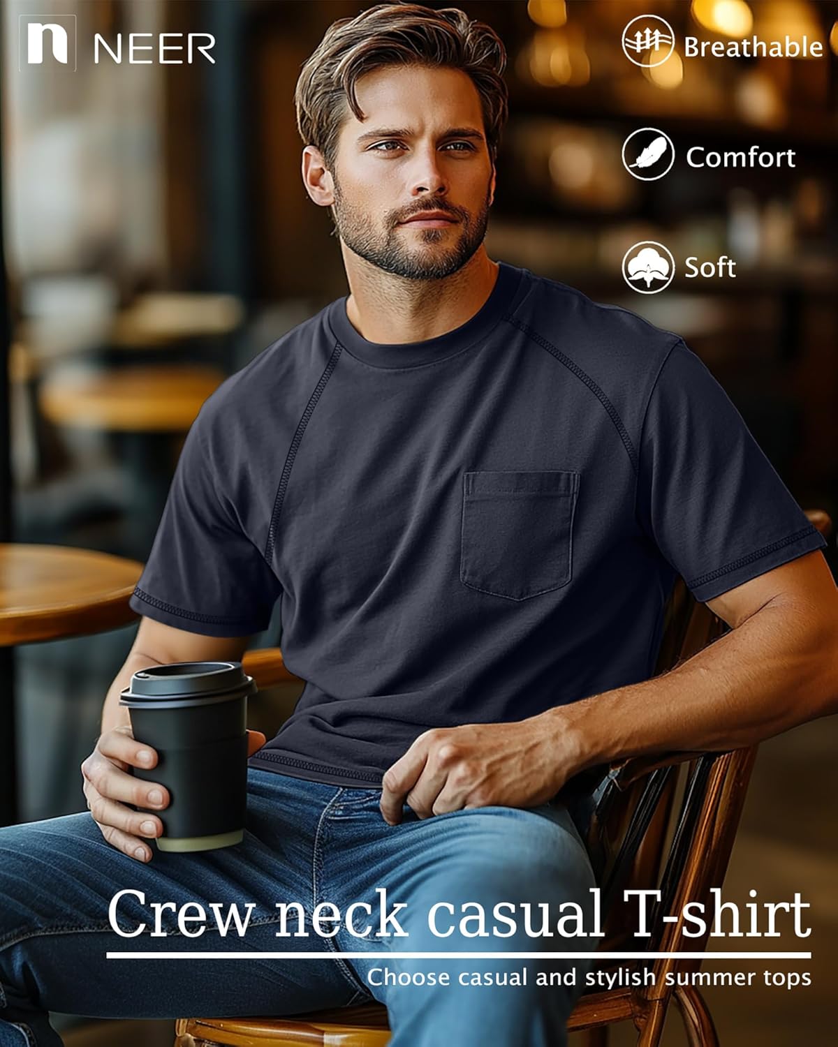 Neer 3 Pack Big and Tall Shirts for Men with Pocket XL-5XL Plus Size Crew Neck Raglan Short Sleeve Summer Casual T Shirts Tee