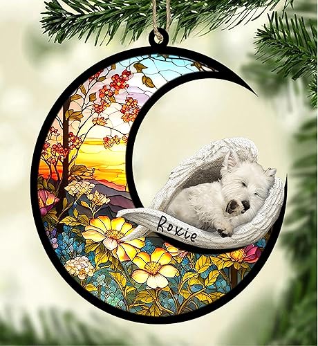 Miniatura 702 de Chow Chow Dog Memorial Suncatcher, adorno de Navidad Chow Chow con nombre, atrapador de pérdida de mascotas, regalos para los amantes de los perros