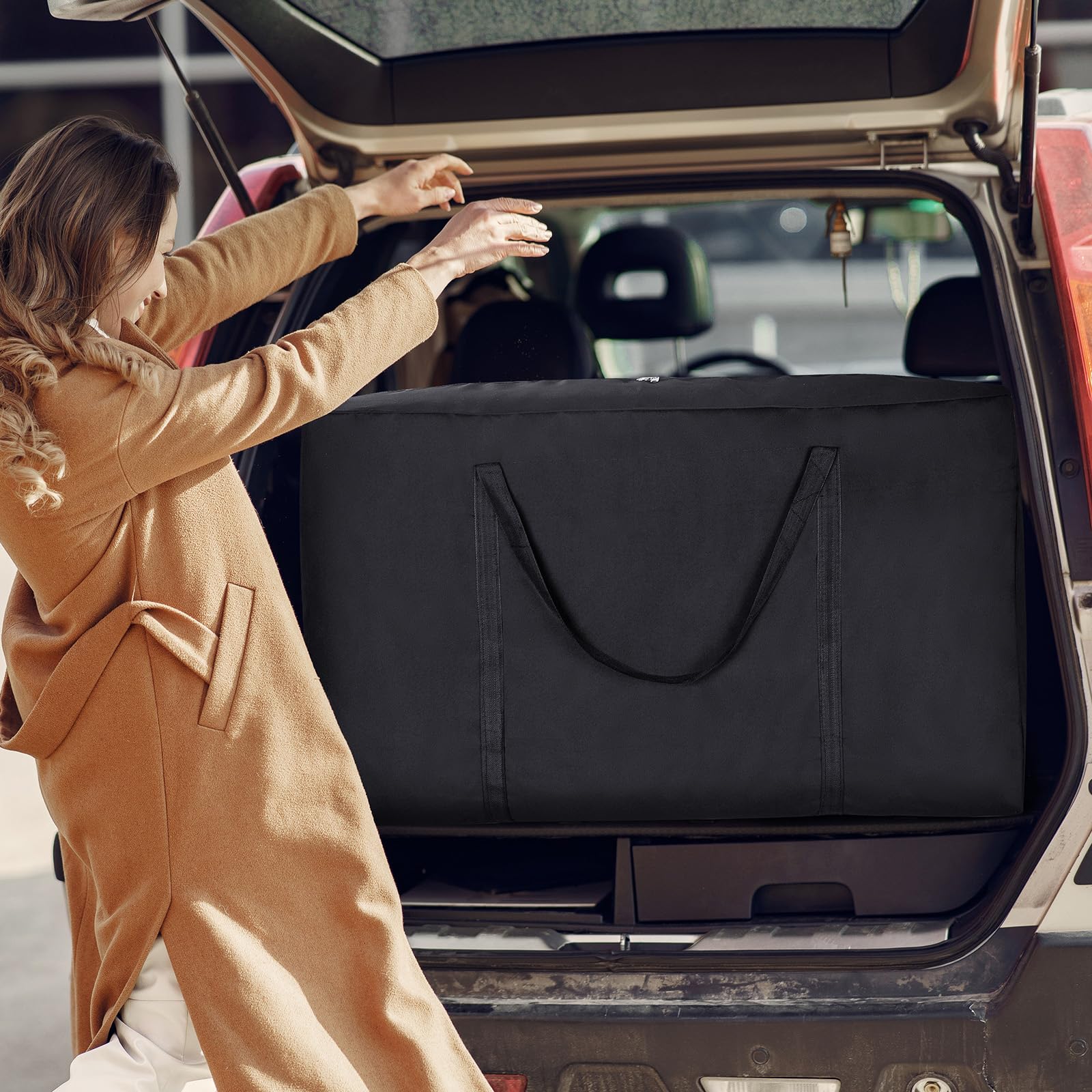 4er-Set 210L Extra Große Stabile Aufbewahrungsbeutel, Riesen 600D Oxford Material Lagerbox Umzugstasche mit Reißverschluss für Kleidung, Bettdecken, Wäsche, Bettwäsche