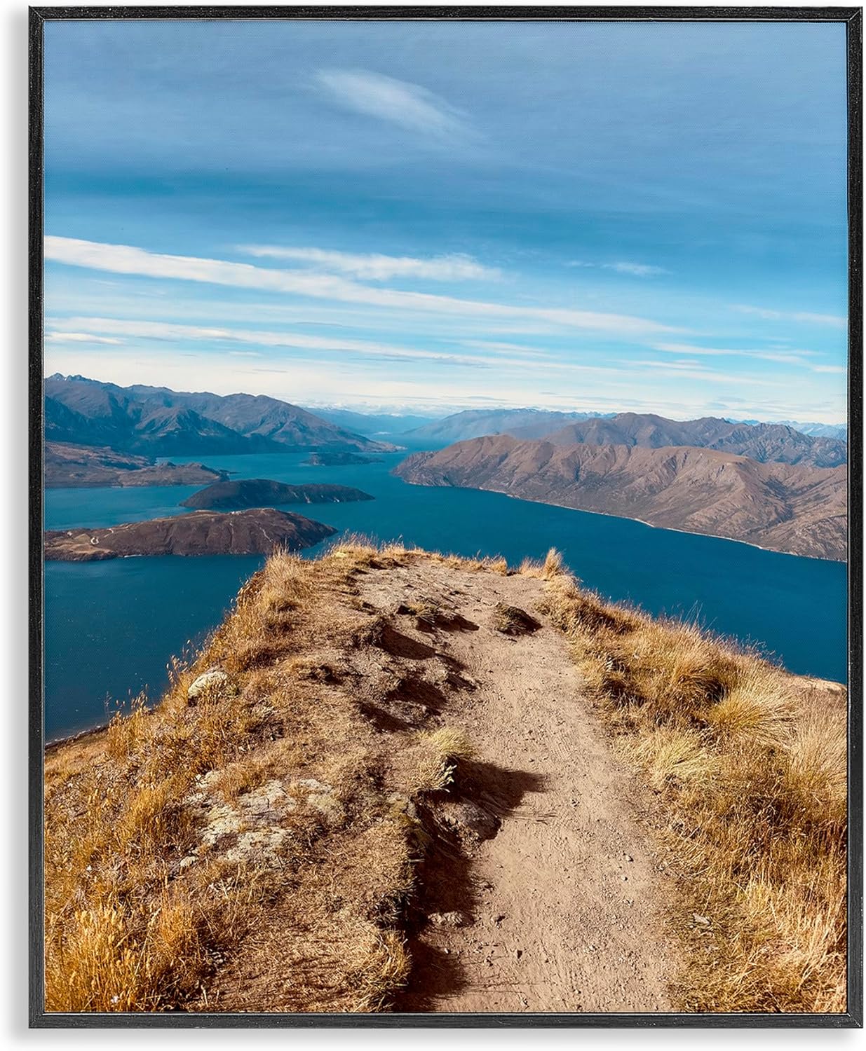 Stupell Industries Cliffs over Blue Sea Framed Giclee Art Design by Kali Wilson