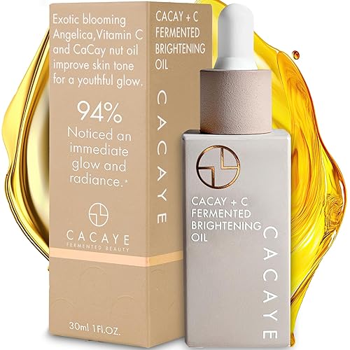 CACAYE Aceite de vitamina C para cara, 1 onza  Aceites faciales suaves e iluminadores  Reafirmante, hidratante, suavizante  Aceite hidratante facial