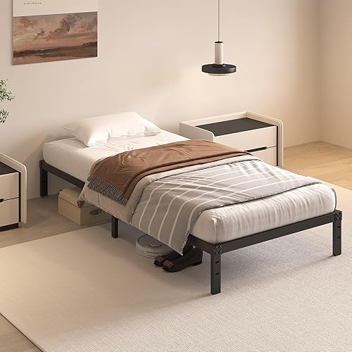 Miniatura 8 de Marco de Cama de 10 Pulgadas Tamaño Twin - No Necesita Somier Base de Colchón de Plataforma de Metal Resistente con Listones de Acero,