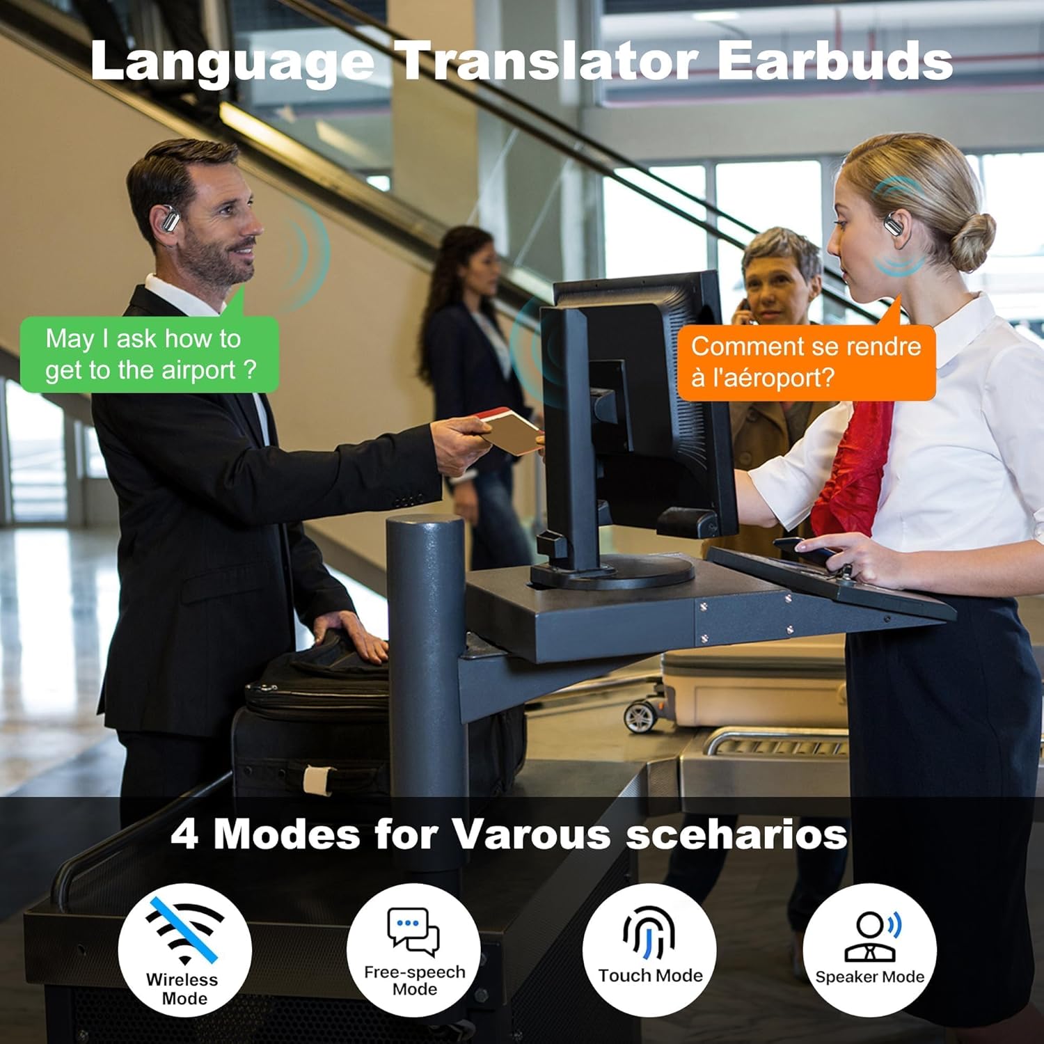 Silver Wireless Earbuds, Bluetooth Headphones, HD Sound Ear Buds for Travel (Model A) - Image 3