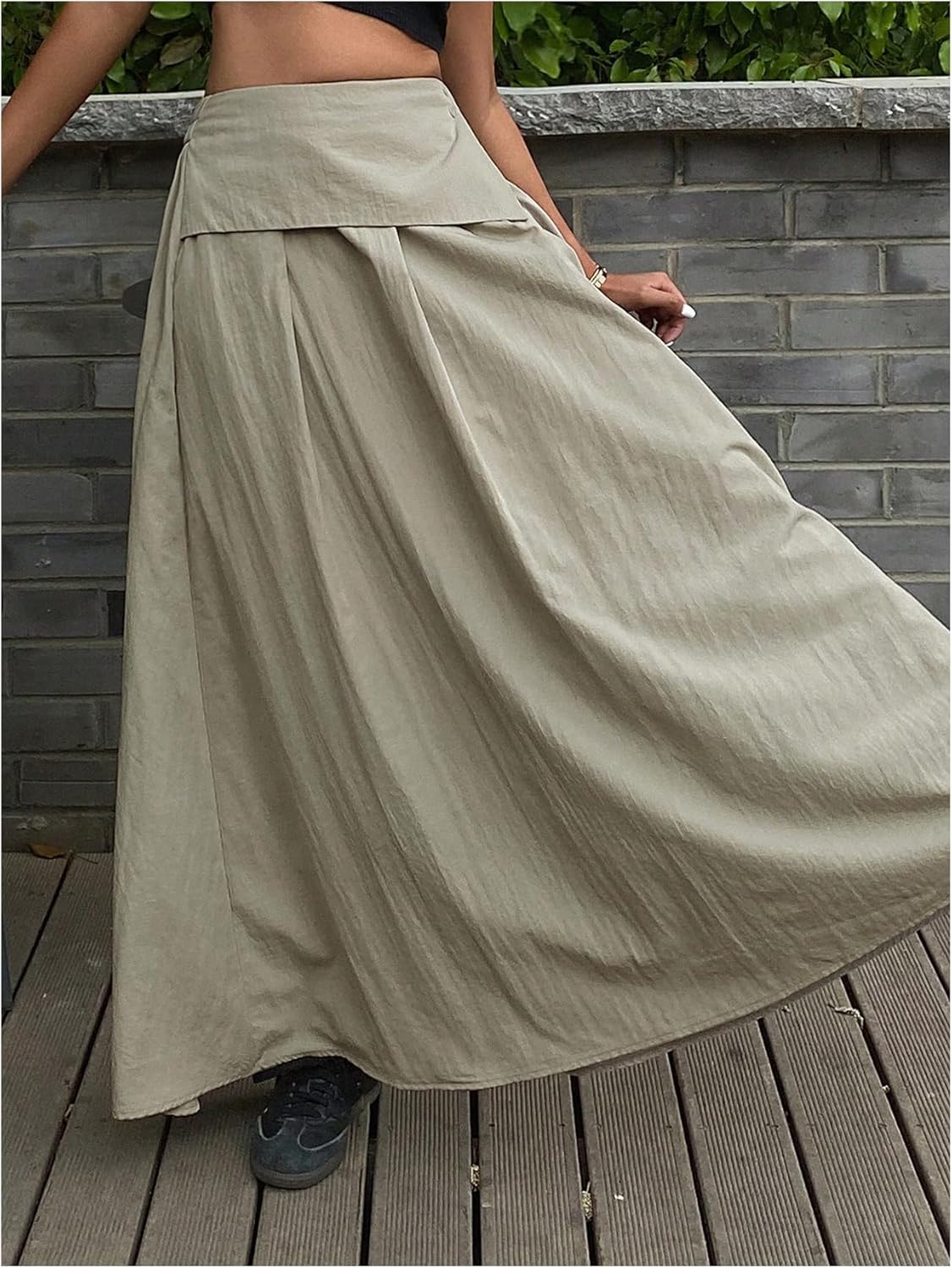 Milumia Women's High Waisted Flared A Line Maxi Skirt Elegant Loose Fit Long Skirts - Image 5