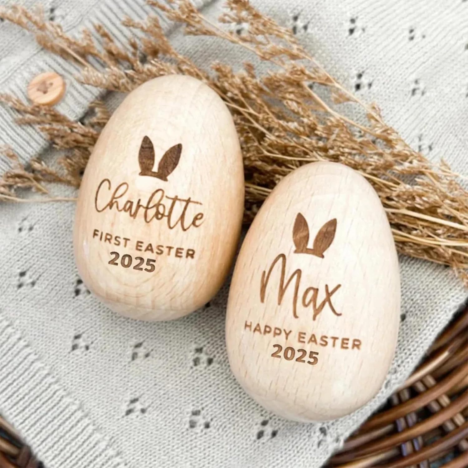 Personalized Musical Easter Egg Shaker 2026, Wooden Easter Eggs, First Easter Gifts for Baby, Easter Gift for Kids, Birthday Gift Idea (1.6" x 2.4")