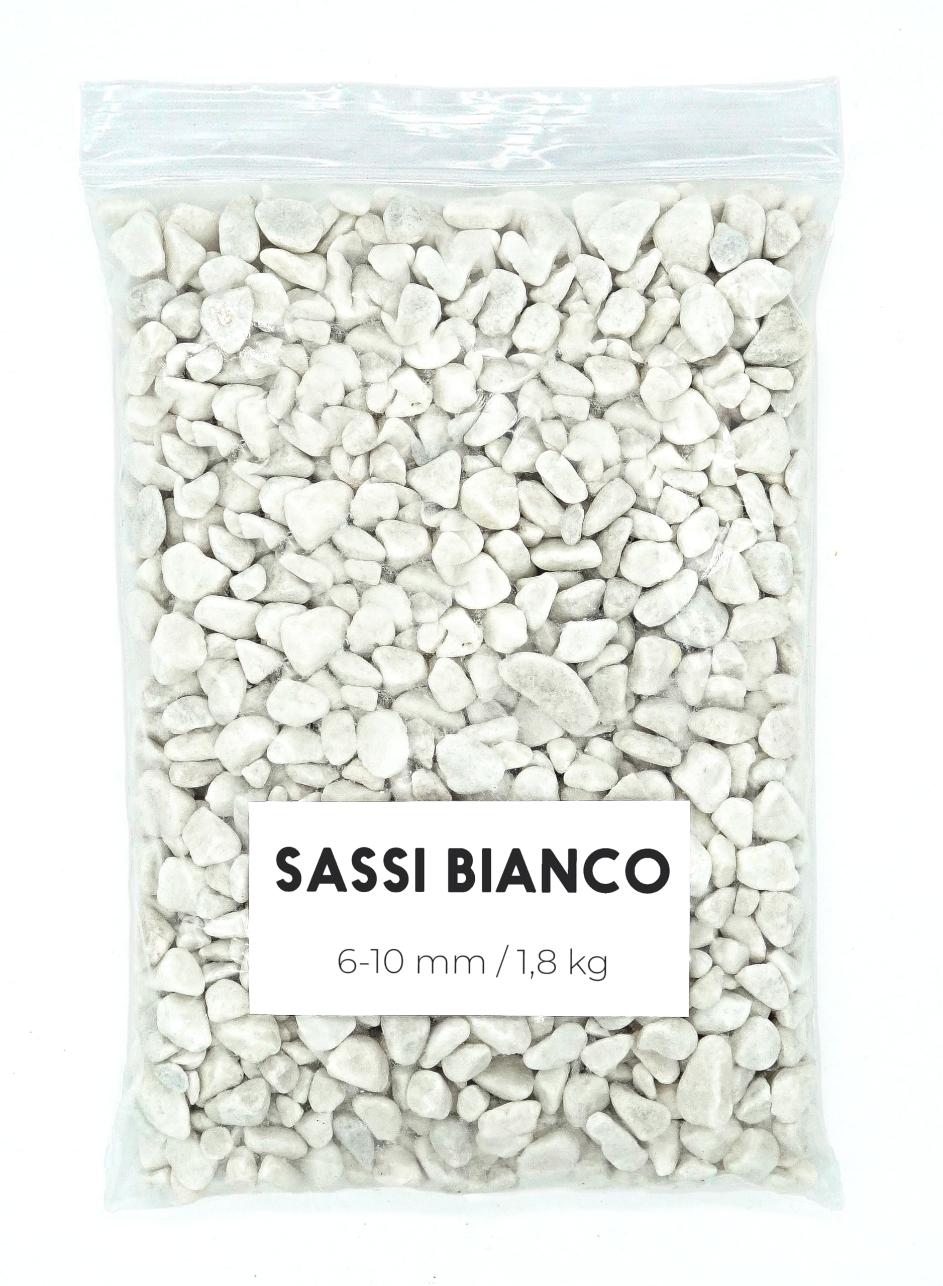 Sassi Bianco 1,8Kg - Sassolini Decorativi per Vasi - Sassi Decorativi per Vasi - Sassolini per Acquario - Ciottoli Decorativi per Vasi - Ciottoli Bianchi Giardino (6-10 mm)