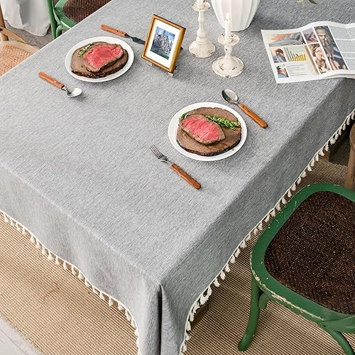 Miniatura 7 de Mantel rectangular de 55 x 70 pulgadas, mantel impermeable a prueba de derrames, mantel de poliéster lavable para 4-6 asientos, resistente a las