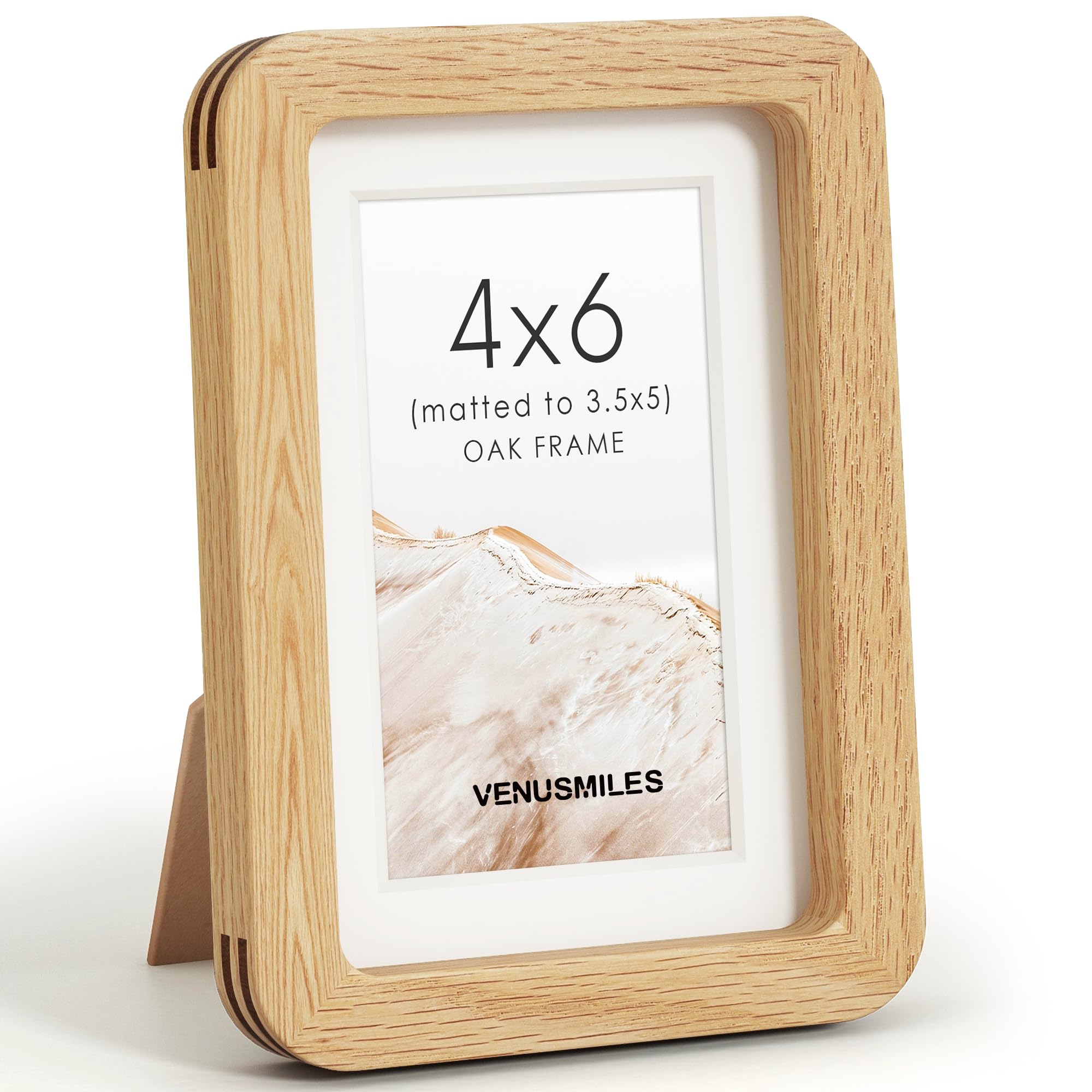 4x6 Picture Frame, USA-Sourced Natural Oak Wood Photo Collage Frame