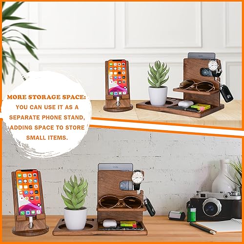 Miniatura 4 de Samrion Regalos personalizados para abogados para mujeres y hombres, organizador de escritorio hecho a mano con soporte giratorio para teléfono,