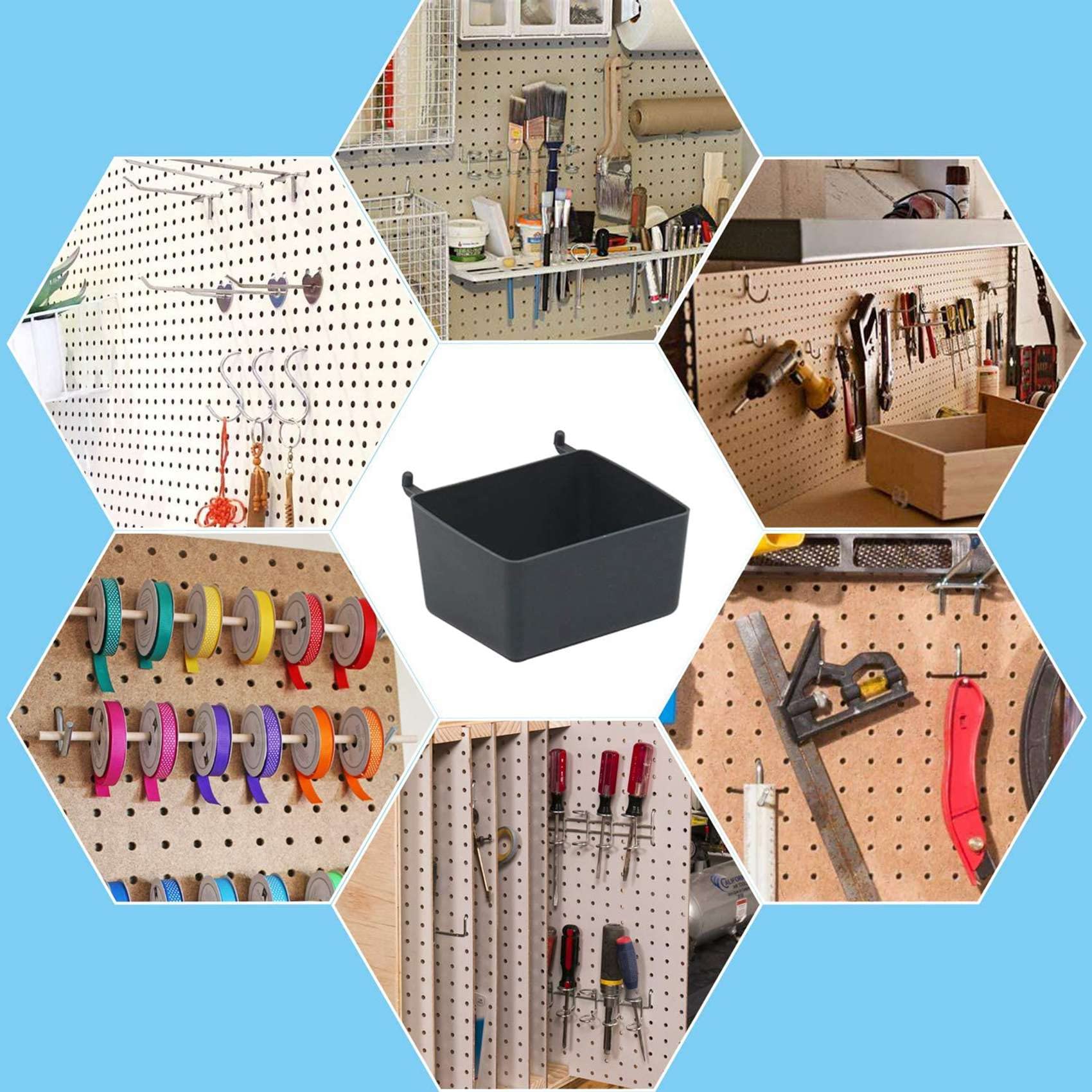 Assortimento di Ganci per Pannello Forato da 456 Pezzi Set di Ganci nel Metallo, Contenitori per Forati