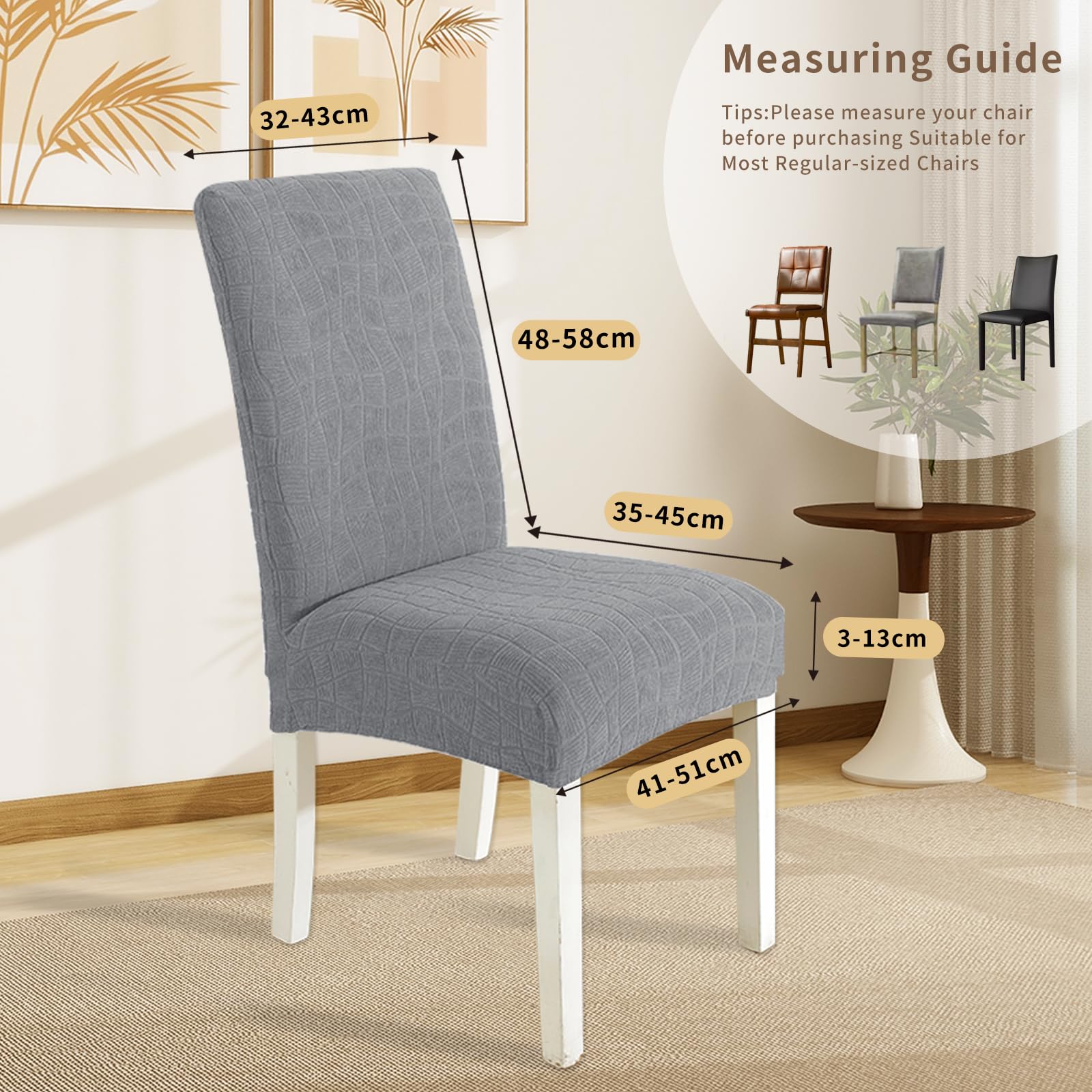 Ystyle Housse De Chaise 6 Pièces, Housse Chaise Salle À Manger Élastique, Couvre Chaise Moderne Extensible, Lavable Protection Chaise, Universel Housse pour Chaise Mariage, Gris Clair