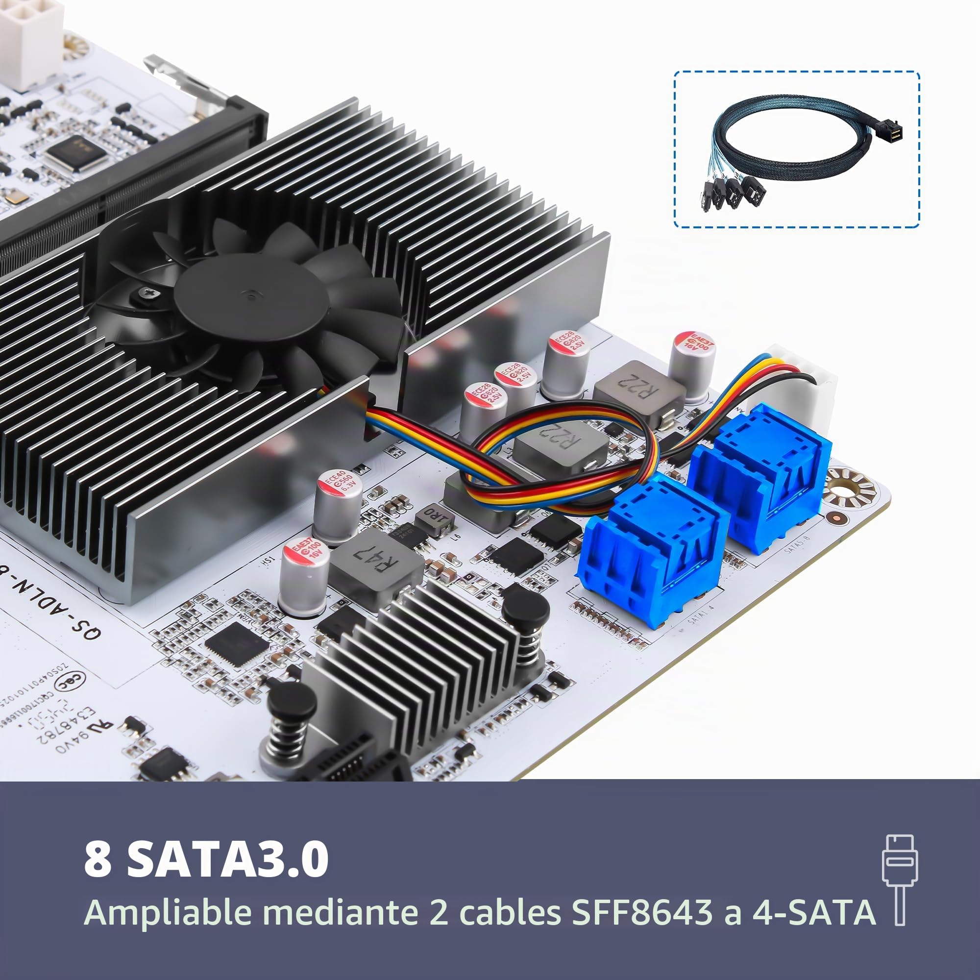 CWWK NAS Motherboard 8 Bay con 10GbE RJ45 LAN, N150 CPU Mini ITX Placa Base Blanca M8 (N100 Upgrade), 2 x NVMe, Dual 2.5Gb Ethernet, M.2 WiFi, USB-C, DDR5 NO RAM/SSD, PCIe x1, TF