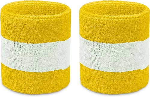 Miniatura 6 de COUVER Terry Cloth - Muñequeras de 2 colores a rayas para cualquier deporte, 1 par