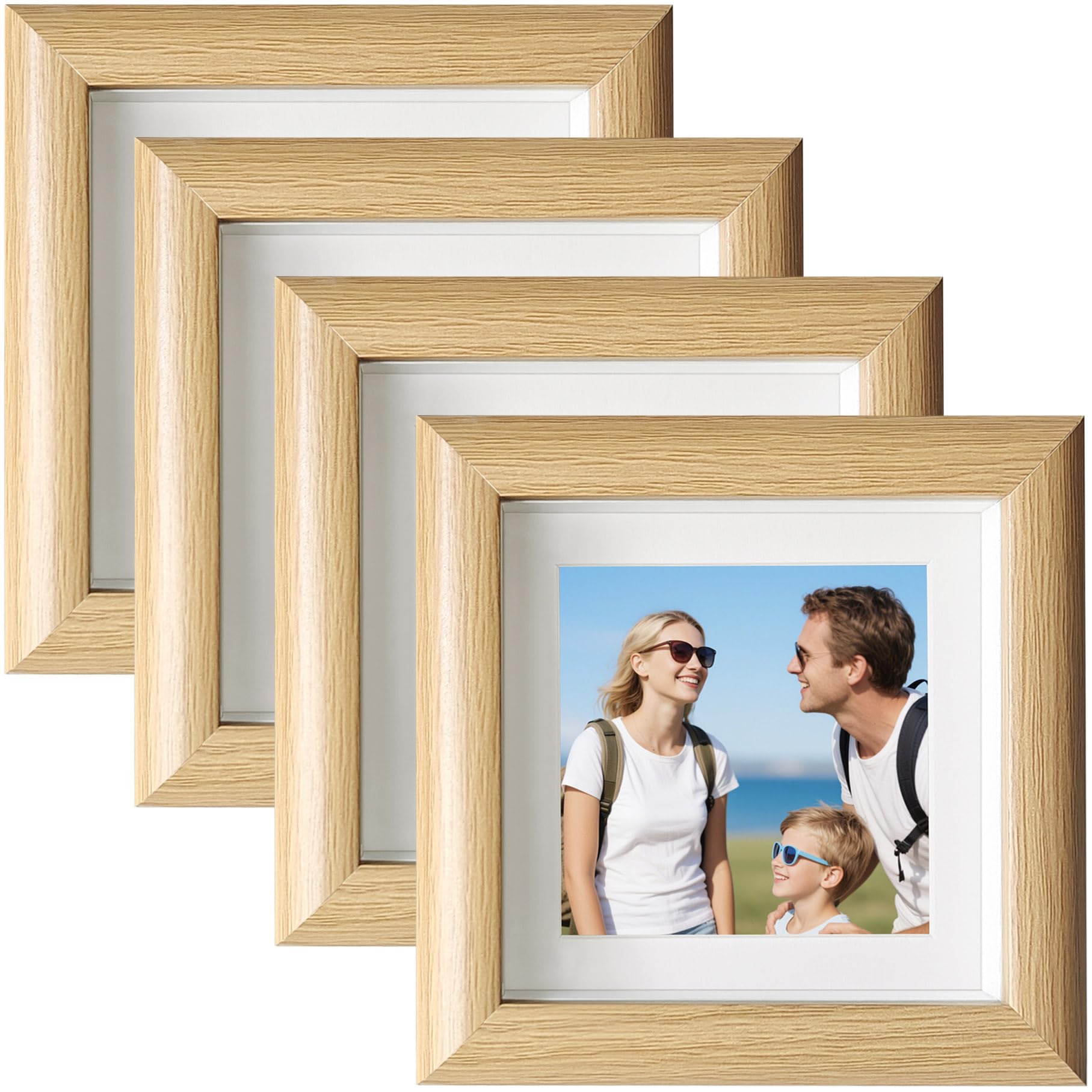 4x4 Photo Frames, Square Small photo Frame, Display Pictures 2.7 x2.7 with Mat or 4x4 Without Mat, Tabletop Square Small Mini Picture Frames with Glass
