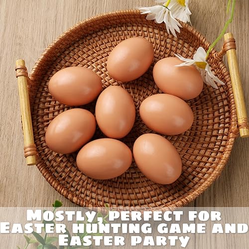 Miniatura 5 de POPLAY 15 huevos falsos de madera, huevos de gallina de madera, huevos sintéticos, pintura de huevos de Pascua para manualidades, gallinas, huevos,