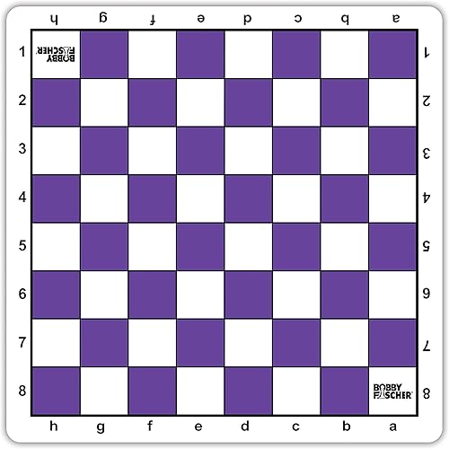 Bobby Fischer WE Games - Tablero de ajedrez de viaje enrollable de torneo, 20 pulgadas, estilo alfombrilla de mouse con cuadrados morados