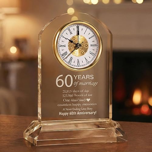 DEEWISH 60th Wedding Anniversary Clock - Diamond Anniversary Gifts For Him