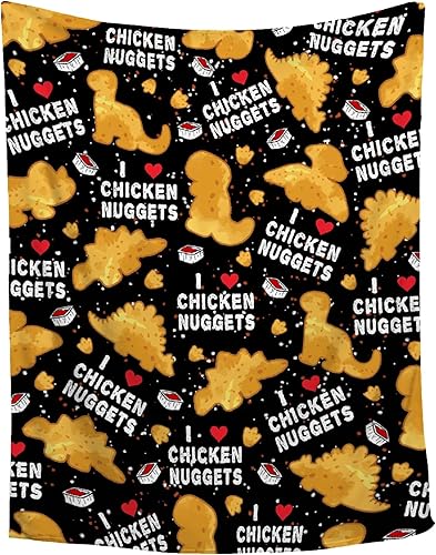 Manta de nuggets de pollo  Manta de franela ultrasuave con pepitas de dinosaurio para niños, divertida manta de comida para decoración del hogar