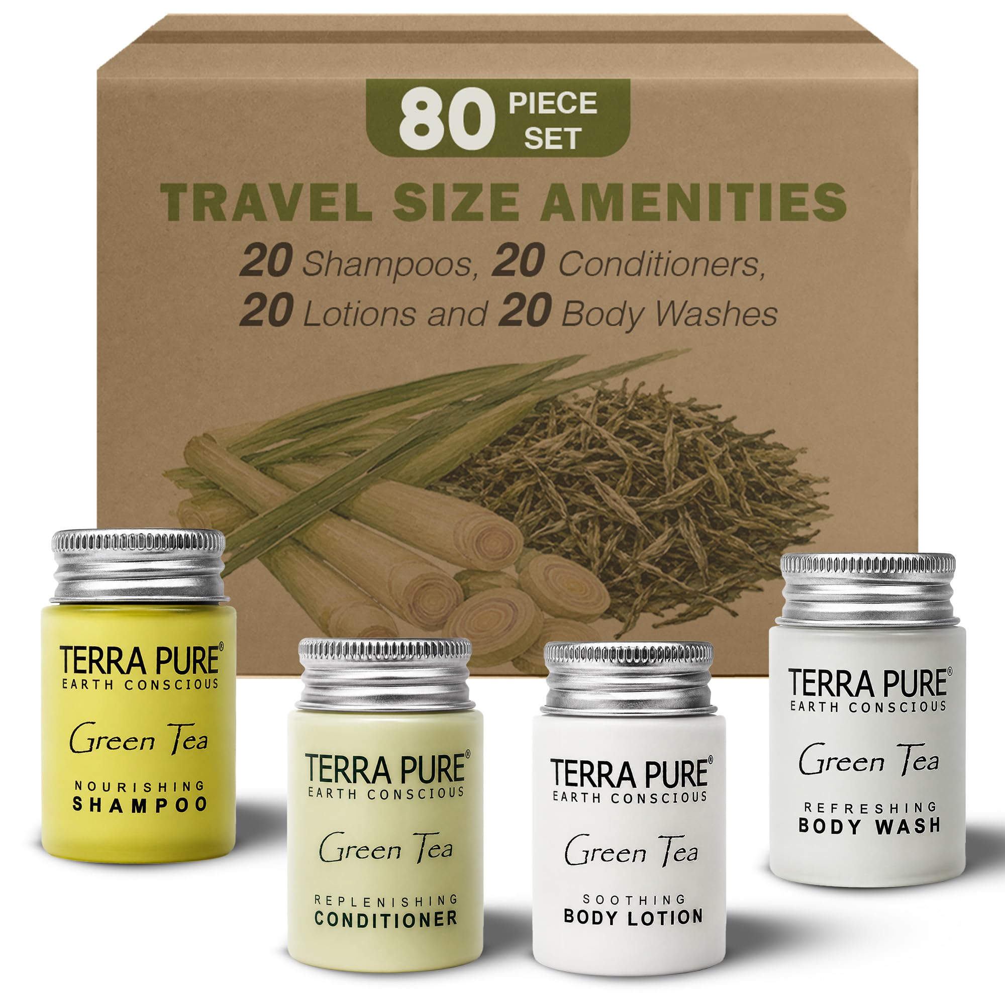 Amazon.com : Terra Pure Green Tea Hotel Toiletries Amenity Set, 80