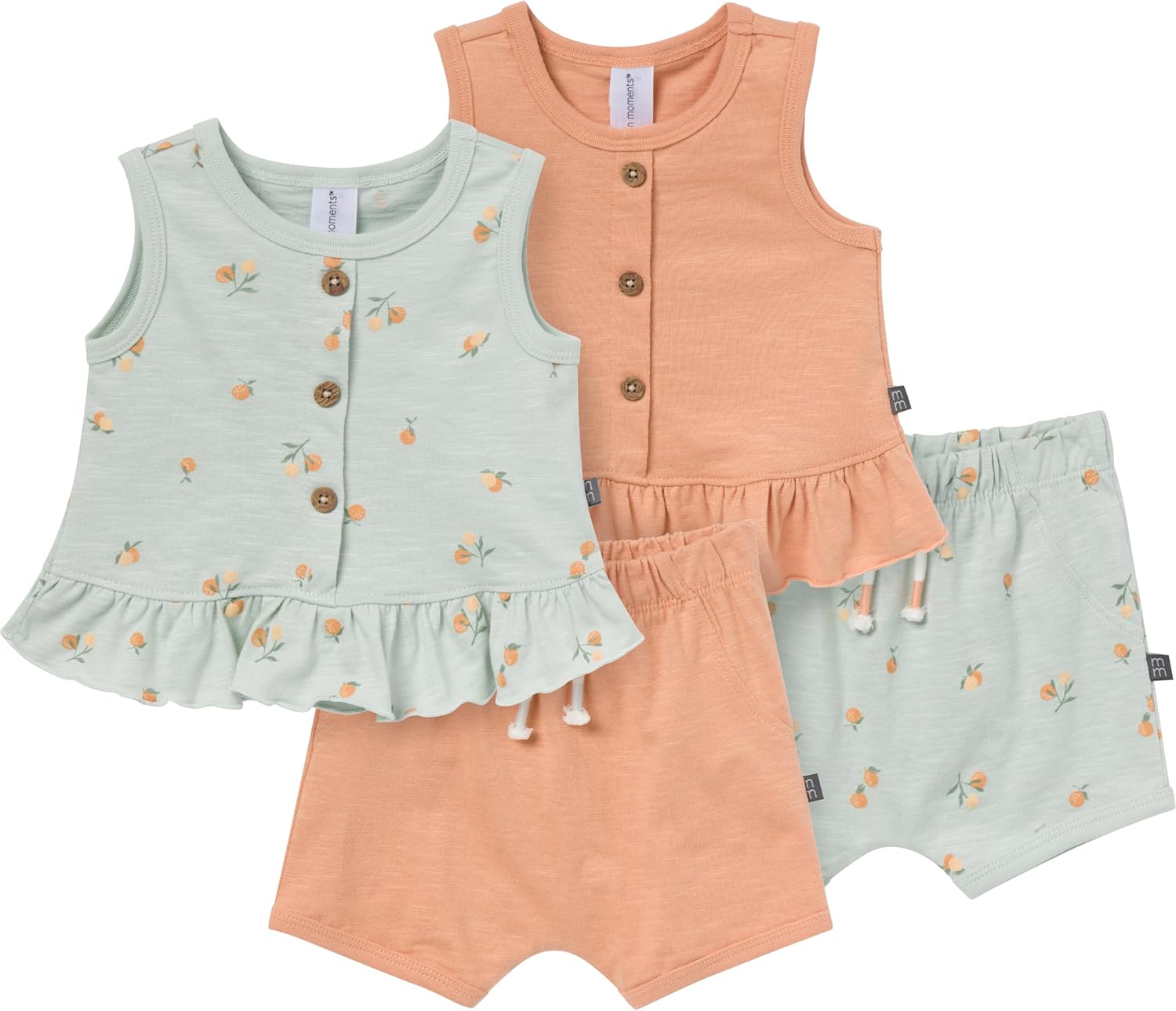Modern Moments by Gerber baby-girls 4-pack Peplum Top & Short Set